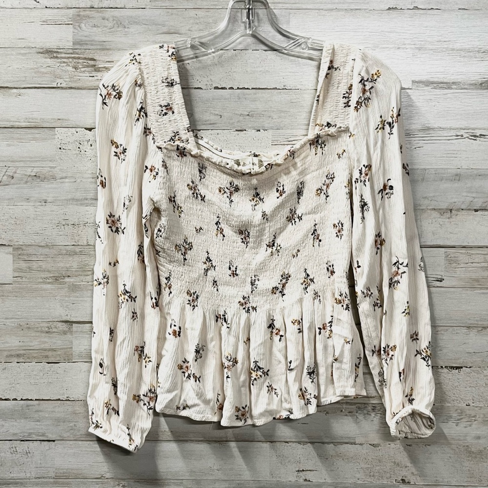 Altar'd State Floral Square Neck Smocked Blouse